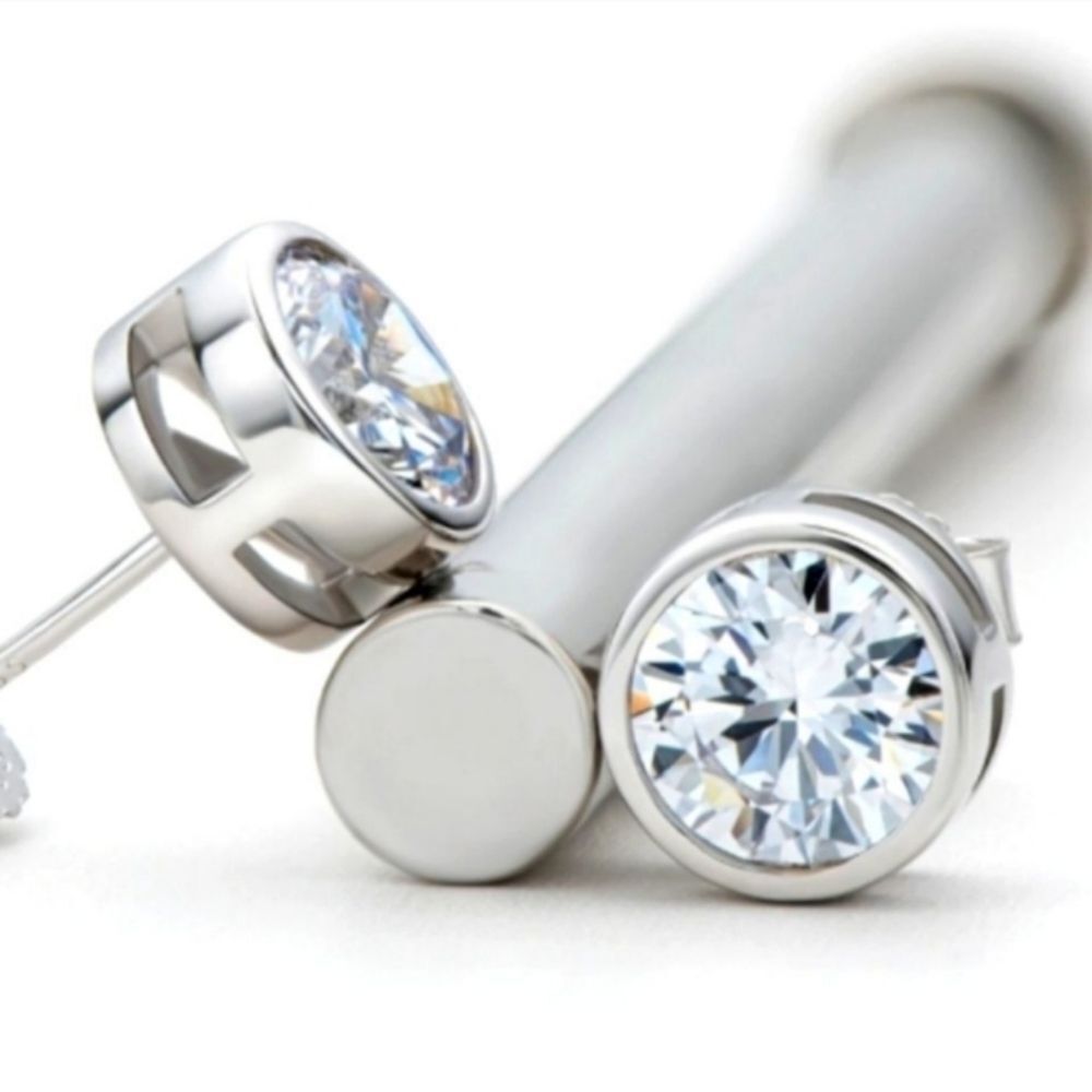 Certified 2ct t.w Moissanite Luxury Bezel Stud Earrings
